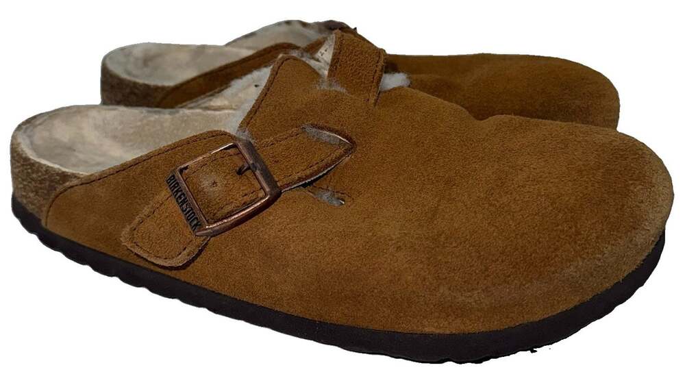 Birkenstock Boston Shearling Clogs Brown Suede EU 38 Womens 7 Mens 5 Regular